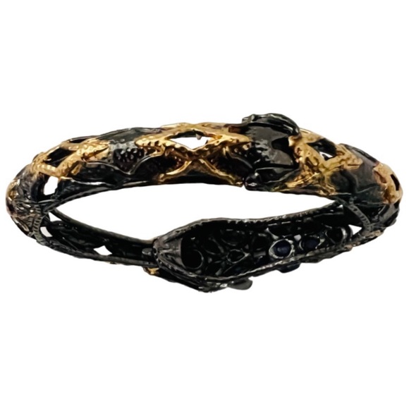 ALEXIS BITTAR • Jardin De Papillon Ruthenium Gold Snake Bracelet - Picture 5 of 16